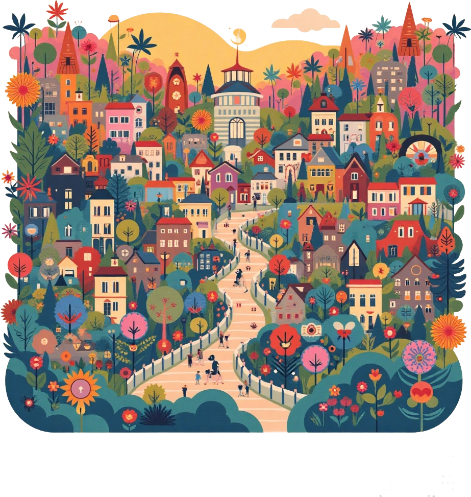 Vibrant Hillside Village